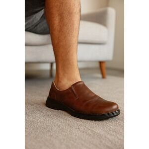 Merrell World Passport Slip-On Leather Shoes Men Chocolate 10.5 Loafers Comfort